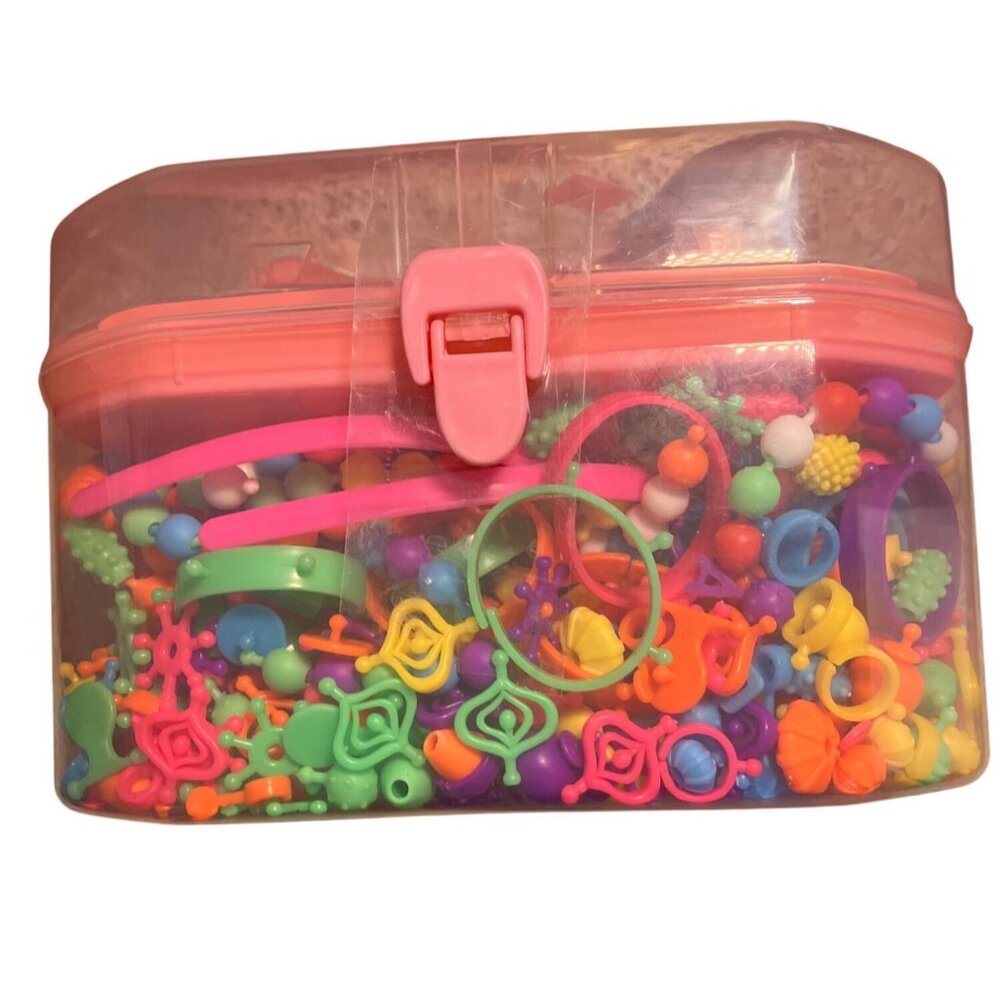 Children's Beading Toy Kit Cordless Pop Snap Together Beads with Storage Box